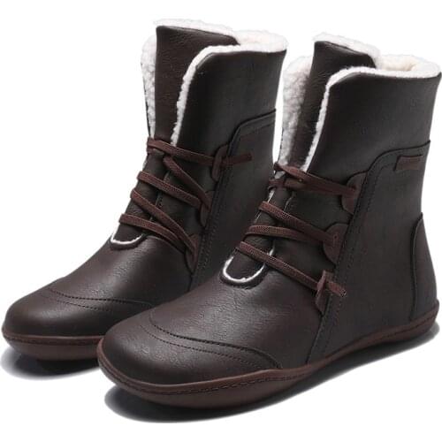 New women winter boots with warm plush ankle boot ladies snow boots flat platform size 35-43