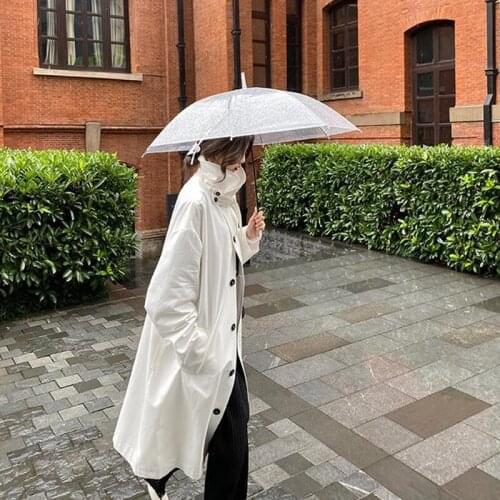 Fall Plus Size Women Trench Coat Solid Single Breasted Stand-Up Collar Chic Korean Oversized Streetwear Loose Ulzzang Coats 2021