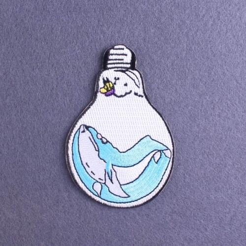 Embroidery Patch Cartoon Animal Iron On Patches For Clothing Whale Stickers For Kids Clothes Cute Applique Apparel Stripes DIY