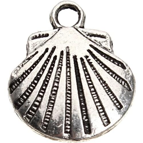 20pcs/lot Antique Silver Color Metal Shell Floating Charm Pendant for DIY Handmade Necklaces Bracelets Making Accessories