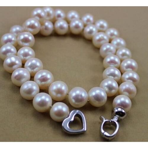 HOT RARE WHITE 11-12MM SOUTH SEA PEARL NECKLACE 925 silver clasp fine jewelry