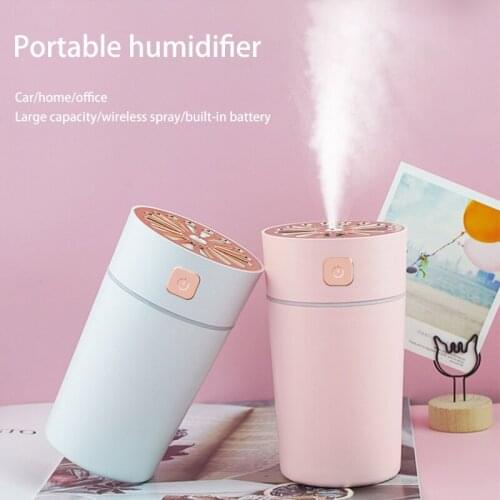 Portable Car Mini Humidifier USB Charging Wireless Silent Heavy Fog Air Purifier Nano Spray With 7 Colorful Lights 280ML