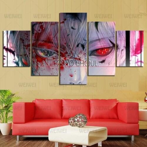 Poster White-Haired Teenager with Red and White Eyes Home Wall Art Decoration Canvas Painting for Living Room and Bedroom