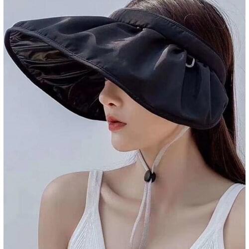 New Arrival Summer Hat Womens Sun Visor Caps Hair Hoop Anti-ultraviolet Elastic Oversized Brim Hollow Top Hat Casual Cap Gorras