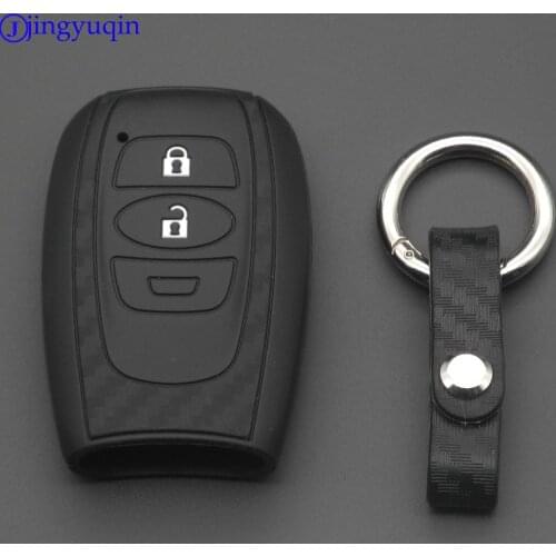 Jingyuqin Carbon Fiber Silicone Car Remote Fob Key Case Cover for Subaru Legacy Impreza Forester XV Trezia BRZ WRX Levorg Ou