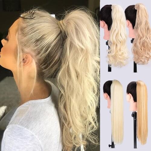 22'' Wrap Synthetic Ponytail Hair Extensions Long Wavy Clip In Hair Tail False Hair Pony Tail Hairpiece With Hairpins Is a wig