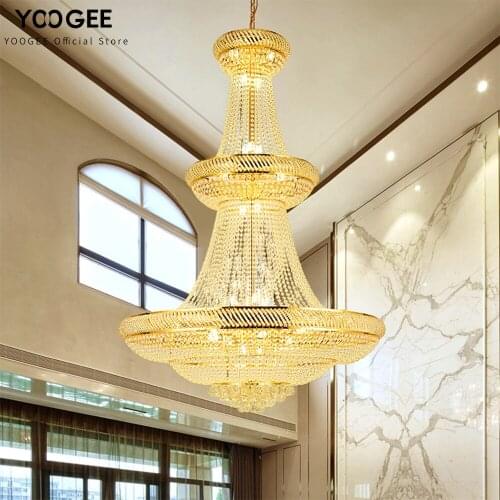 YOOGEE Modern Luxury Fixtures Crystal Chandelier Minimalist Loft Long Staircase Hanging Lamps Restaurant Gold Corridor Light