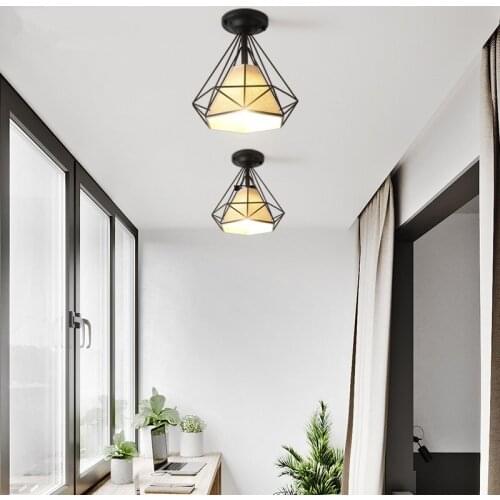 Modern Diamond Ceiling Lights Vintage Iron pyramid Ceiling Lamp for Living Room Bar Balcony Kitchen Home Decor Luminaria