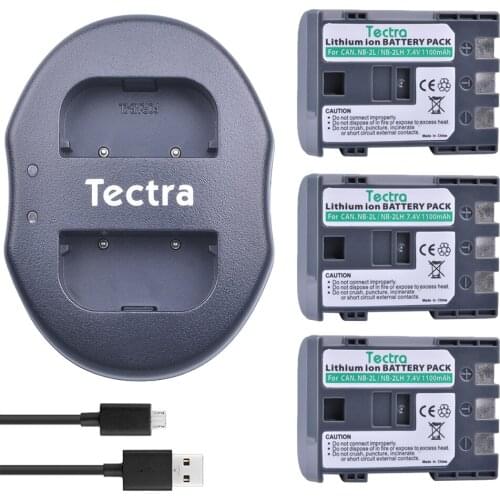 Tectra 3pcs NB-2L NB-2LH NB 2L NB 2LH Rechargeable Li-ion Battery + USB Dual Charger for Canon 350D 400D G7 G9 S30 S40