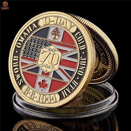 WW II 1944.6.6 D-Day Normandy Amphibious War 70th Anniversary Military Challenge Coin Collection With Hard Capsule