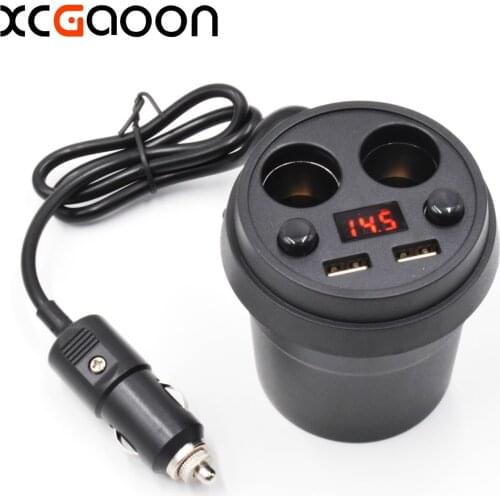XCGaoon 2 Ways 2 USB Port 5V 3.1A Car Multi Functional Cigarette Lighter / Car Charger with LED Screen, Test Voltage & Current