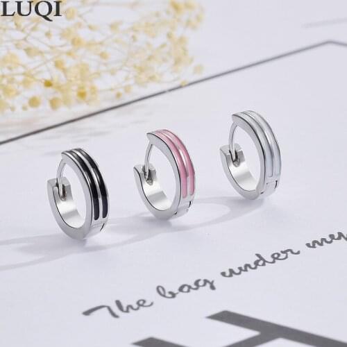 Womens Fashion S925 Silver Plated Platinum Color Epoxy Trendy Personality Earrings EC001