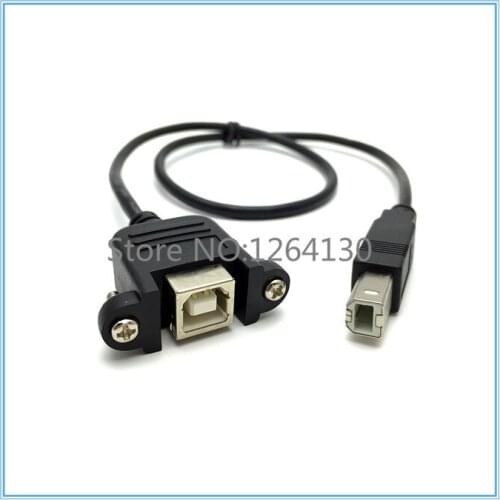 0.5M USB B Male to Female M/F Extension Cable Screw Lock Panel Mount for Printer