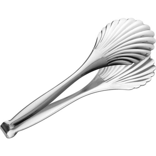 1pc Shell Shape Service Tongs Food Grade Stainless Steel Food Tongs Bread Tongs For Cooking Bbq Tools Accessories