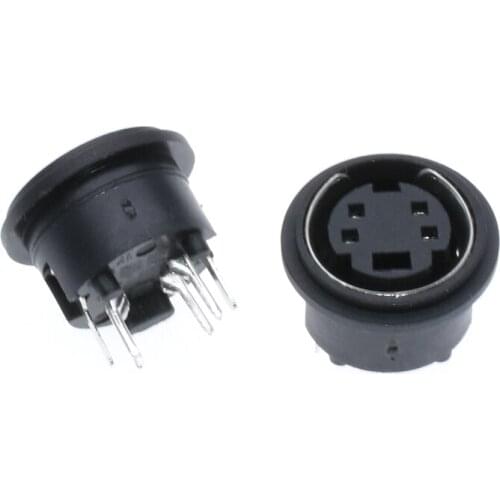 200pcs Mini ps2-4P 4Pins Socket DIN S Terminal Connector PCB 180Degree Vertical Circular Type