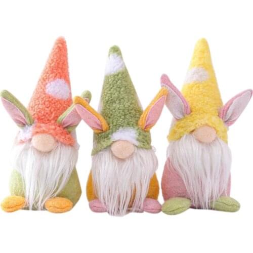 3Pcs Gnome Ornaments for Valentines Day, Easter Bunny, ST Patricks Day, Faceless Dolls for Home Decoration