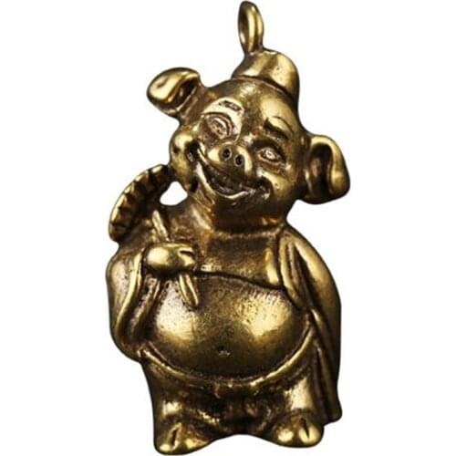 3D Brass Pig Casting Statue Mini Animal Metal Figurine Home Decor Desktop Crafts Sculpture Landscaping Decoration Gifts