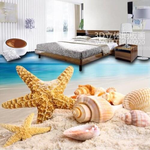 Flooring wallpaper 3d ocean for living room bathroom wallpaper for walls Seashell starfish 3 d flooring vinyl waterproof