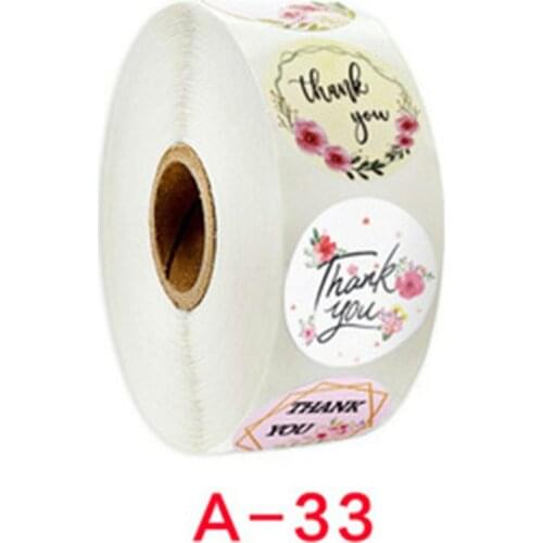 500pcs/roll Roll Thank You Flower Stickers Holiday Wedding Decoration Stickers Round Self-Adhesive Seal Labels 4 Inch
