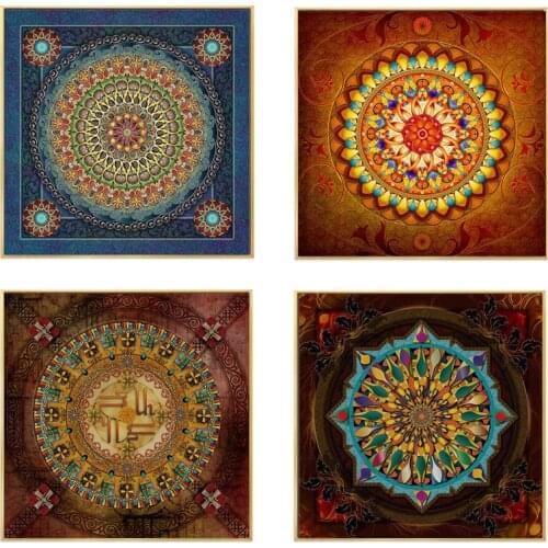 Abstract Art Posters and Prints Wall Art Canvas Painting Classic Rligion Flower Mandala Pattern Picture for Living Room No Frame