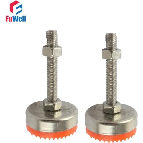 2pcs M12/M14/M16 Thread Adjustable Foot Cups 60mm Diameter TPU Non-skid Base 80/100/120/150mm Length Articulated Leveling Foot