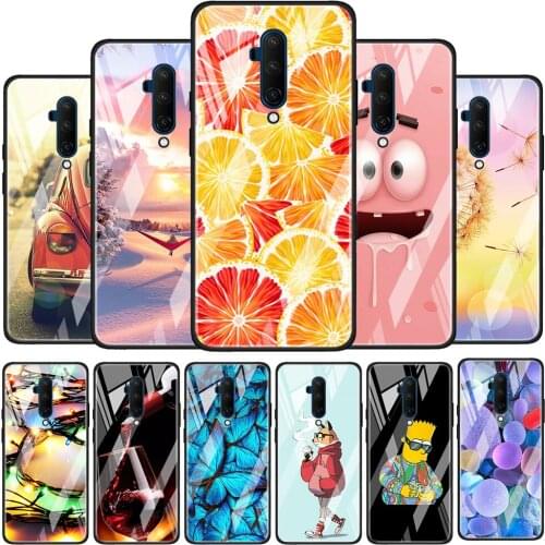Cartoon Printed Tempered Glass Cover For OnePlus 9 R 8T 8 Nord Z 7 7T Pro 5G Silicone Phone Case Coque Shell