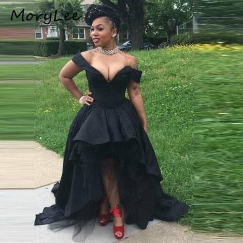 Black Evening Dresses V-Neck Sleeveless Hi-Lo High Quality Satin Evening Dresses With Zipper Back vestidos de fiesta de noche