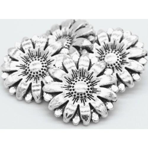 10pcs / Set 18MM Ancient Silver Decorative Buttons, European And American Sunflower DIY Craftwork Needlework Accessories