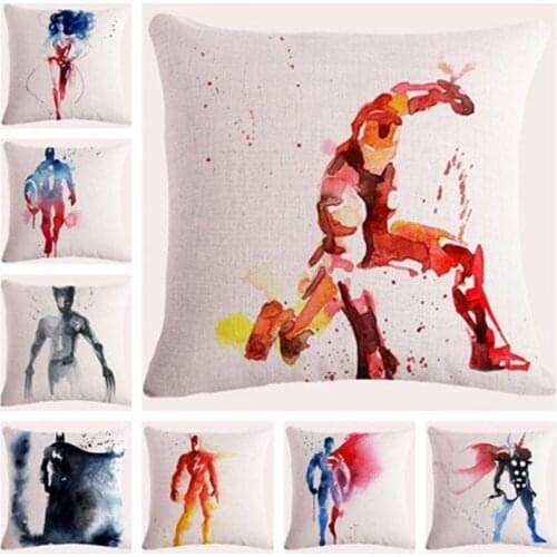 America Super Hero Decorative Pillowcases Cotton Linen Cartoon Super Hero Printing Throw Pillow Case Cover hoofdkussen ZT301