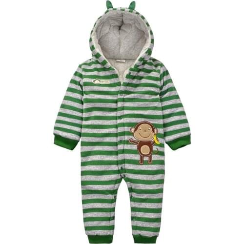 Baby Clothing Cartoon Baby Boy Romper Hooded Overalls For Children Winter Infant Clothing Warm Body For Newborns Girls Jumpsuit