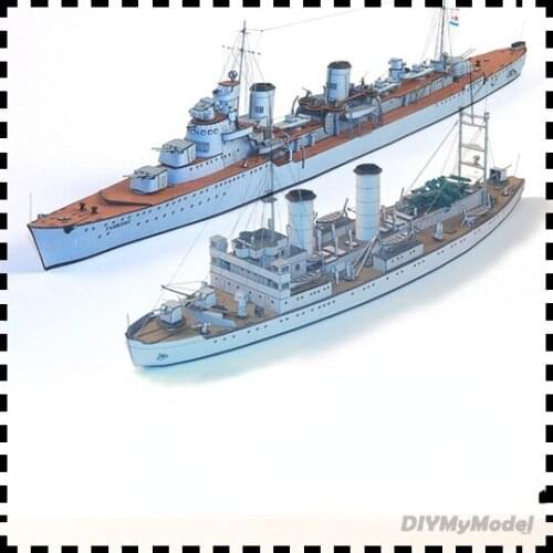 DIYMyModeI Soviet destroyer Tashkent and icebreaker mikojan 1:400DIY Handcraft Paper Model Kit Handmade Toy Puzzles