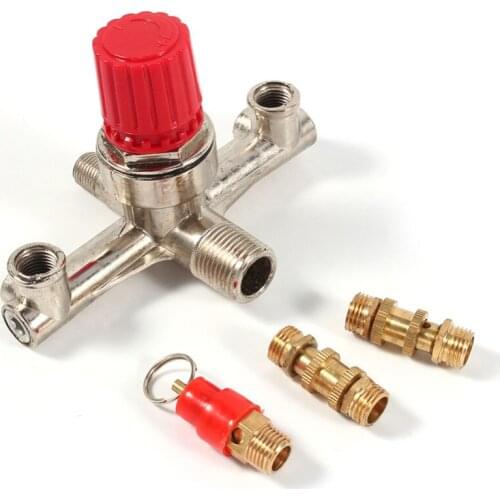 Double Outlet Tube Alloy Air Compressor Switch Pressure Regulator Valve Fitting Part Accessories High Quality Hot Sale
