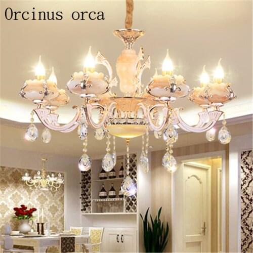 European modern luxury jade crystal chandelier room hall bedroom Jane alloy led Chandelier free shipping