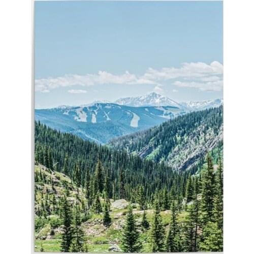 HD Prints Dense Forest Background Ski Resort Canvas Paintings Modular Scenery Pictures Home Decorative Wall Art Poster Framed