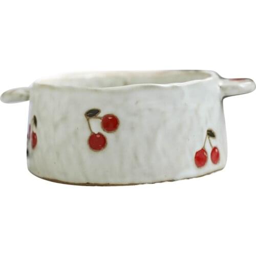 Handmade Ceramic Japanese Creative Tableware Instant Noodle Bowl Canteen Large Noodle Bowl Rice Bowl Binaural Cute Strawberry