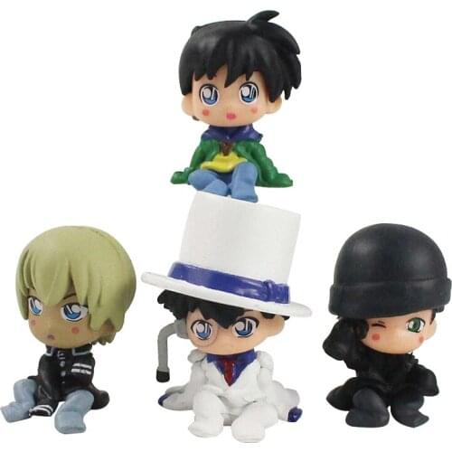 4pcs/set 4-5cm Detective Conan Mini Figure Toys Furuya Rei Akai Shuuichi PVC Cute Model Dolls