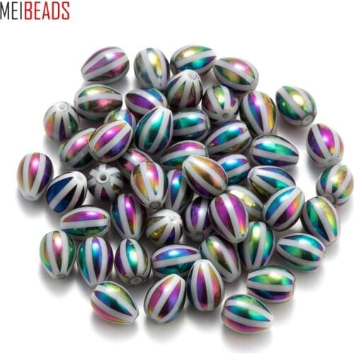 MEIBEADS Around 25pcs 10*8mm Trendy Glass Oval Shape Bead Spacer Beads For Accessories Fit Bracelet DIY Jewelry Making EY6095