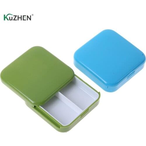 1PC Mini Portable 2 Grid Push Open Style Pill Box Candy Color Medicine Pillbox Tablet Storage Case Container Cases Storage Box