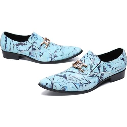 Fashion Mixed Colors Printed Business Dress Men Shoes New Classic Genuine Leather MenS Suits Shoes Slip On Wedding Shoes Men 47