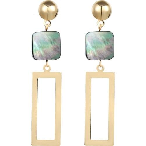 Fashion Geometric Hollow Shell Square Drop Earrings Fashion Jewelry Women Round Metal Statement Earrings Party Accessories