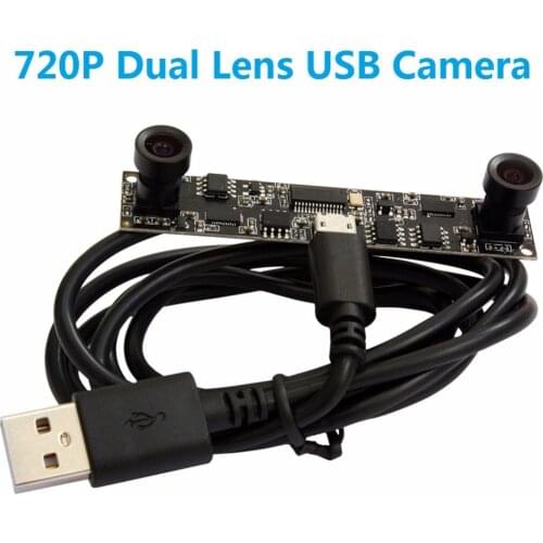ELP Dual Lens 1.0 Megapixel HD CMOS OV9712 USB Webcam Module Camera with 90 degree View Angle for people counting,retina analyze