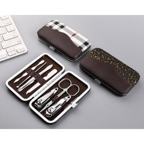 Stainless Steel Nail Manicure Sets Nail Tool Set 7 pcs Set Manicure Nail Scissors Tool Manicure Kit for Personal Hygiene