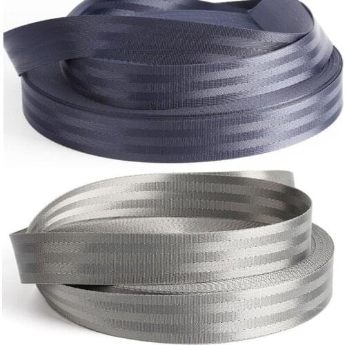 5M 38mm Silver Blue Brown Black Stripe Nylon Car Seat Safety Belt Heavy Webbing Strap Thick Knapsack Stapping Belting Bag Strap