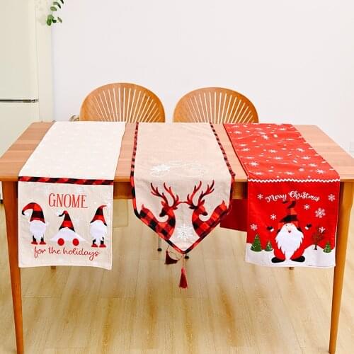 New Patch Embroidered Faceless Elderly Table Runner Snowflake Tablecloth European Christmas Coffee Table Decoration Placemat