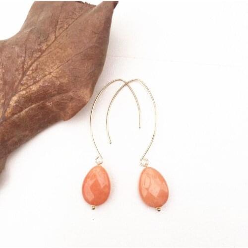 Dongmu new pink drop long earrings drop-shaped stone 5 colors classic ladies fashion accessories birthday gift
