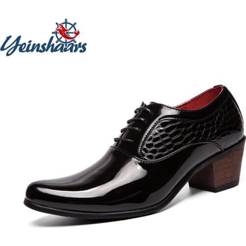 YEINSHAARS New Arrival Dress Shoes Men Hight Increase 6CM Mens Wedding Shoes High Heels Formal Dresses Footwear