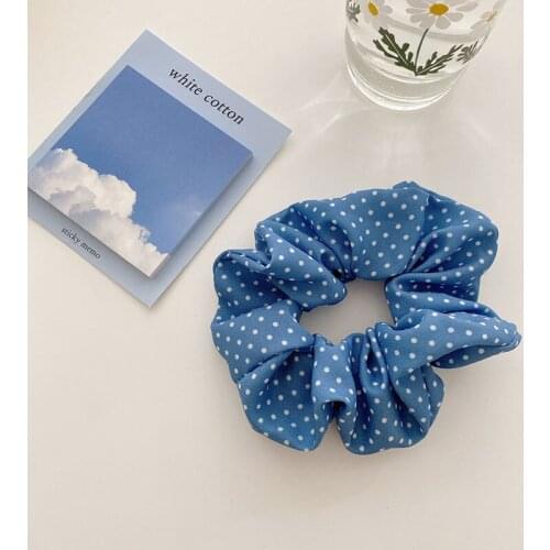 New blue large intestine hair ring Korean ins wind hair ring floral daisy wave point fat intestine ring