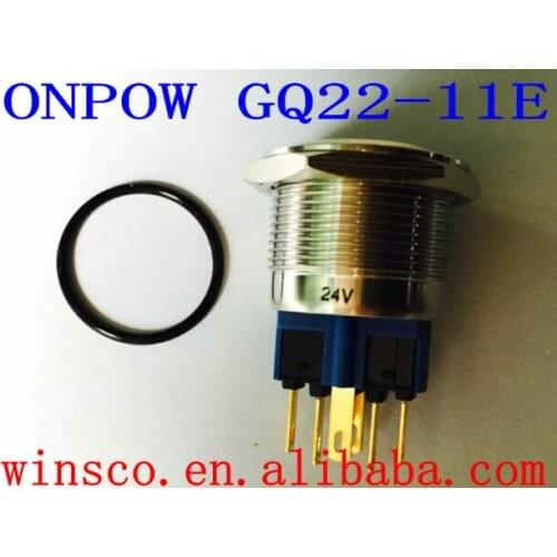 ONPOW 22mm 24V Tri-color LED GREEN ring illuminated Stainless steel Pushbutton switch (GQ22-11E/RGB/24V/S) CE, ROHS