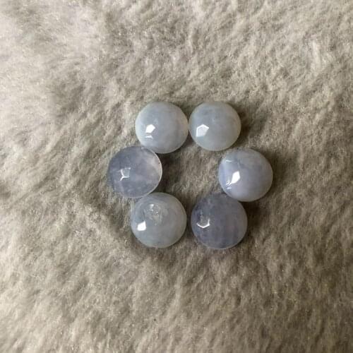 Wholesale 3pcs/lot Natural Blue Chalcedony Lace Agates Bead Cabochon,10mm Faceted Round Gem stone Cabochon Ring Face