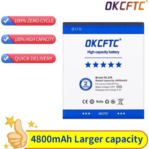Original Tested New 3.82V 4800mAh BL259 For Lenovo Vibe K5 / K5 Plus / A6020 A6020A40 A6020A46 Battery